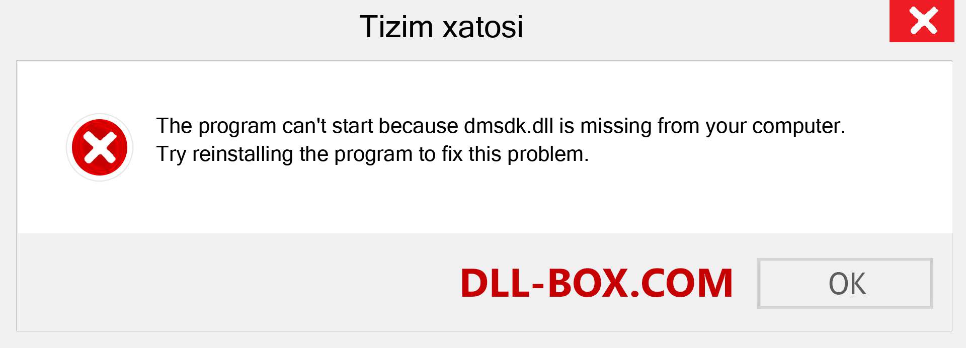 dmsdk.dll fayli yo'qolganmi?. Windows 7, 8, 10 uchun yuklab olish - Windowsda dmsdk dll etishmayotgan xatoni tuzating, rasmlar, rasmlar